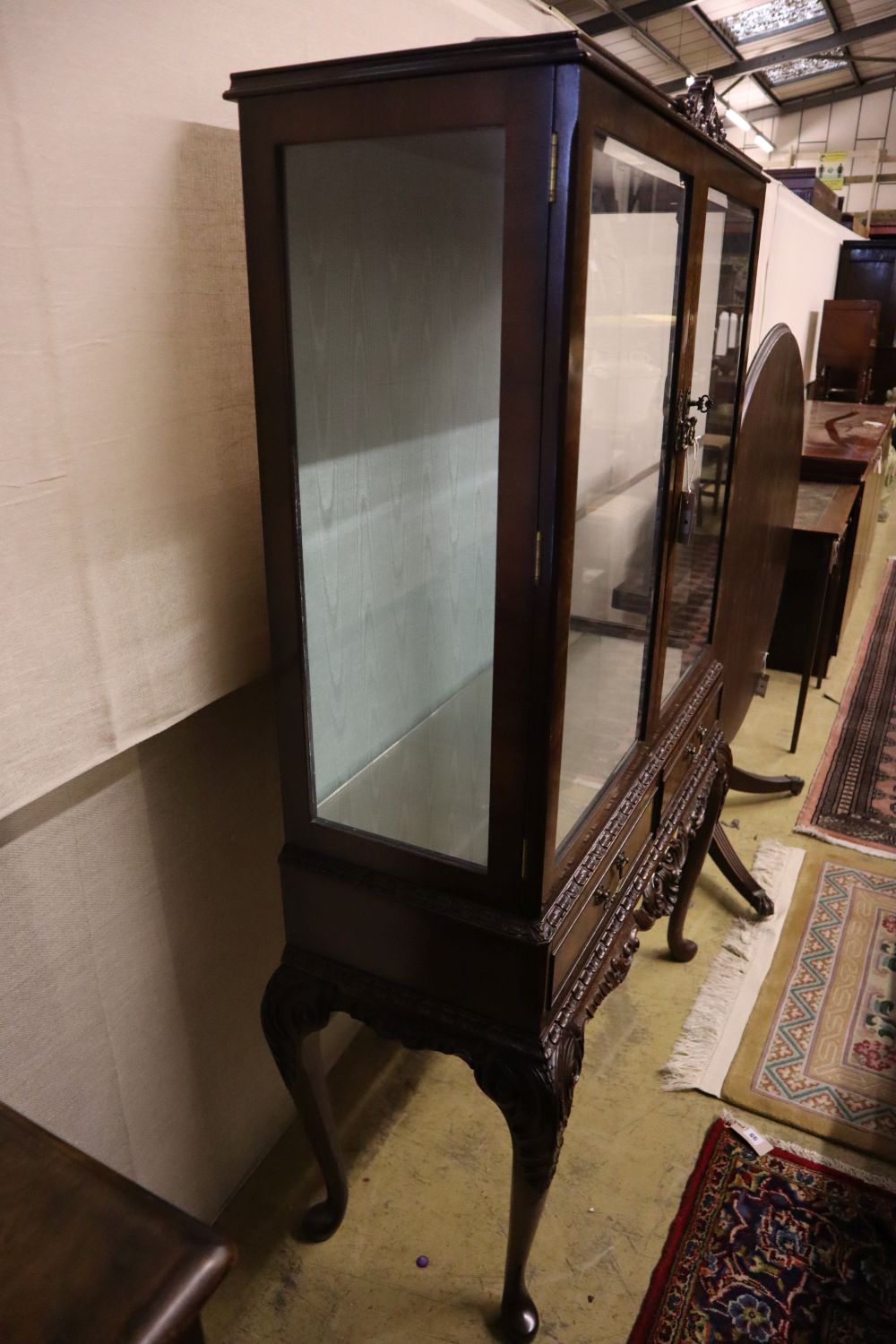 A George III style mahogany china display cabinet, width 98cm depth 40cm height 158cm